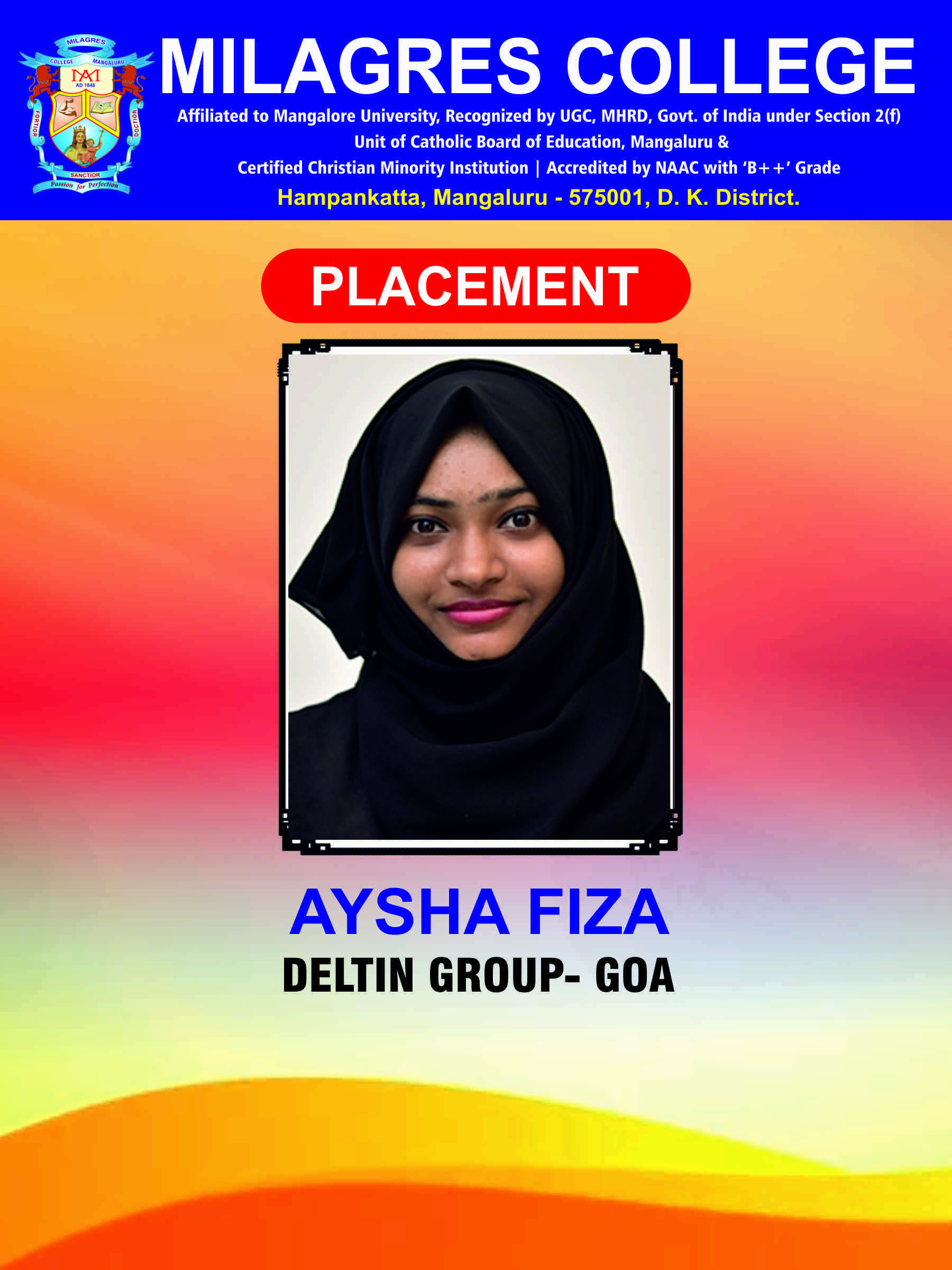 Successfully placed student